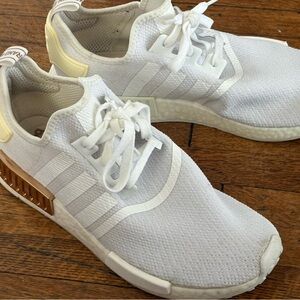 White and Gold Adidas boost nmds
